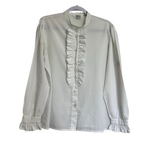 VTG Alicia Polyester Ruffled Blouse Top Ladies Women’s Size 38